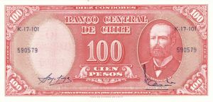 Chile - 100 Chilean Pesos - P-127a - 1960-61 Dated Foreign Paper Money