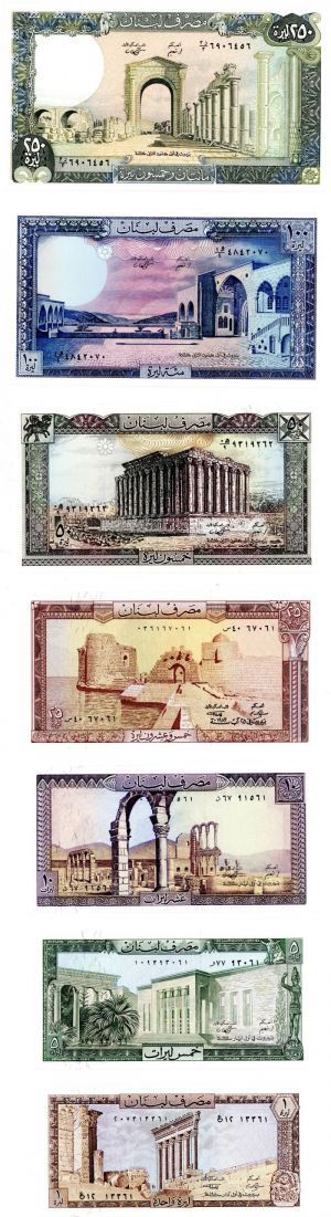 Lebanon - P-Set - 1, 5, 10, 25, 50, 100 and 250 Livres - Foreign Paper Money