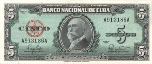 Cuba - 5 Pesos - P-92a - 1960 dated Foreign Paper Money