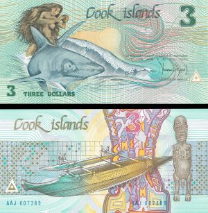 Cook Islands - 3 Dollars - P-3a - 1987 dated Foreign Paper Money - Gorgeous