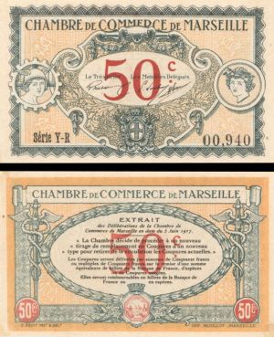 France, Notgeld - 1917, 50 Centimes -  Foreign Paper Money