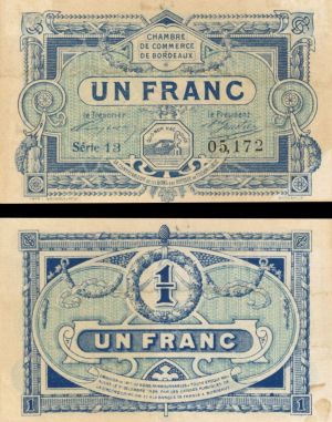 France, Notgeld - 1925, 1 Franc -  Foreign Paper Money