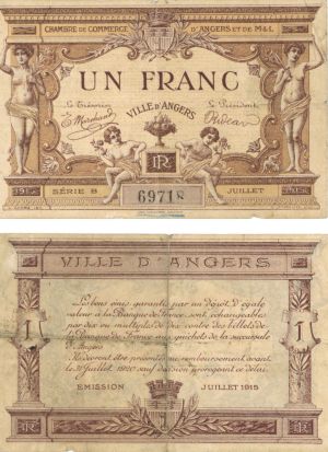 France, Notgeld - 1915, 1 Franc -  Foreign Paper Money