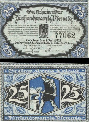 German  Notgeld - 25 Pfennig -  Foreign Paper Money Error