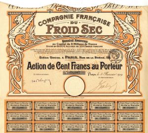 Compagnie Francaise Du Froid Sec - Stock Certificate