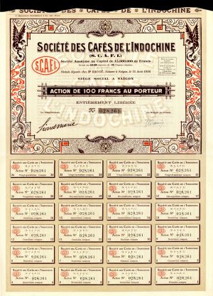 Societe Des Cafes de L'Indochine - Stock Certificate