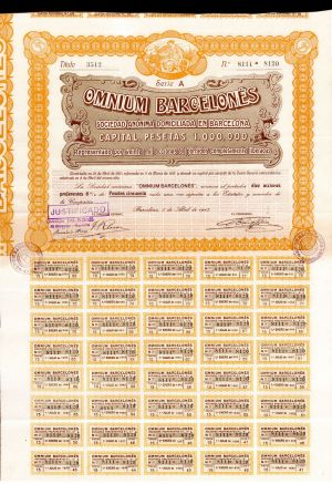 Omnium Barcelones - Stock Certificate