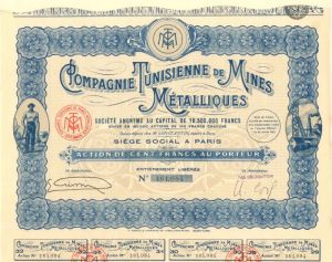 Compagnie Tunisienne De Mines Metalliques - Stock Certificate