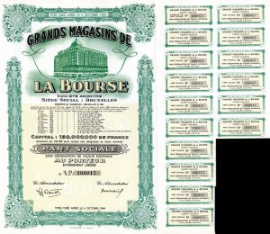 Grands Magasins De La Bourse - Stock Certificate