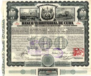Banco Territorial de Cuba - Stock Certificate
