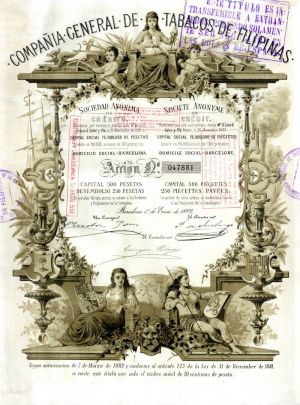 Compania General de Tabacos de Filipinas (Philippines) - Stock Certificate