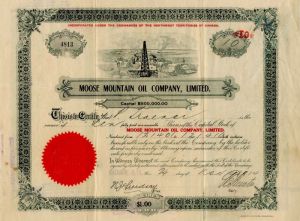 Moose Mountain Oil Co., Limited - Stock Certificate