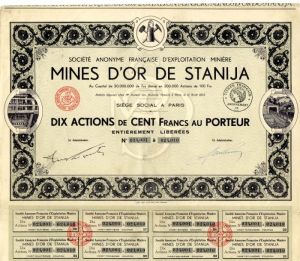 Societe Anonyme Francaise D'exploitation Miniere Mines D'Or De Stanija
