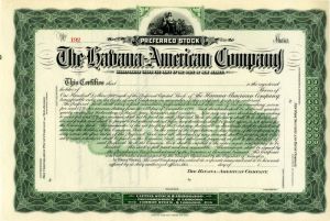 Havana-American Co. - 1900 circa dated Unissued Cuba Stock Certificate