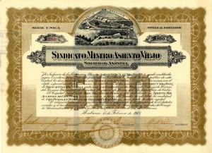 Sindicato Minero Asiento Viejo - 1917 dated Cuba Stock Certificate