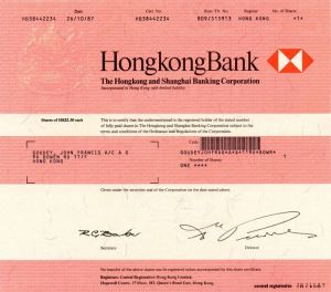 Hongkong and Shanghai Banking Corporation - Stock Certificate