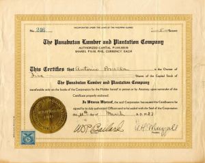 Panabutan Lumber and Plantation Co. - Stock Certificate