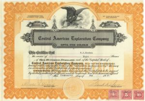 Central American Exploration Co. - Stock Certificate