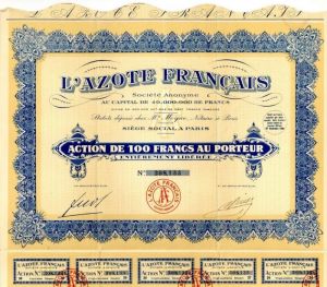 L'Azote Francais - Stock Certificate