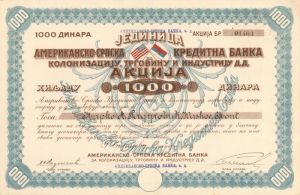 Serbia Stock - Stock Certificate