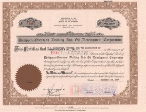 Philippine-Overseas Drilling and Oil Development Corp. - Foreign Stock Certificate