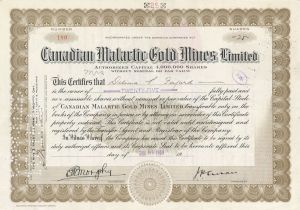 Canadian Malartic Gold Mines Limited - Foreign Stock Certificate