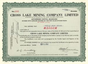 Cross Lake Mining Company Limited - Foreign Stock Certificate