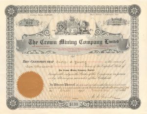 Crown Mining Company Limited - Foreign Stock Certificate