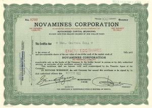 Novamines Corp. - Foreign Stock Certificate