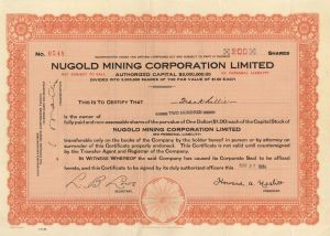Nugold Mining Corporation Limited - Foreign Stock Certificate