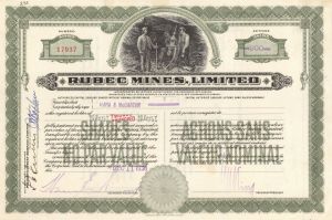 Rubec Mines, Limited - Foreign Stock Certificate