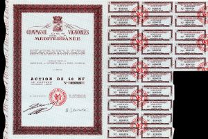 Companie Vignobles Des De La Mediterranee - Stock Certificate