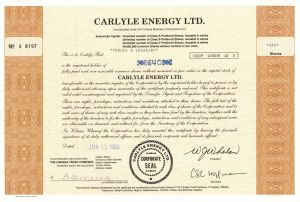 Carlyle Energy Ltd. - Foreign Stock Certificate