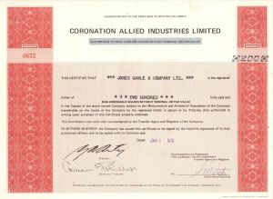 Coronation Allied Industries Ltd. - Foreign Stock Certificate