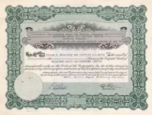 McCartney-Smith Explorations Ltd. - 1947 dated Canadian Mining Stock Certificate