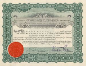 Polygraphic Company of Canada, Ltd. - Foreign Stock Certificate