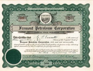 Fremont Petroleum Corporation - Stock Certificate (Uncanceled)