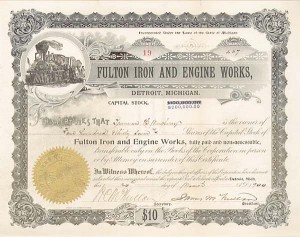 Fulton Iron and Engine Works - Stock Certificate (Uncanceled)