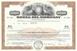 Shell Oil Co. - 1970's dated Famous Oil Company Bond - Several Different Denominations Available