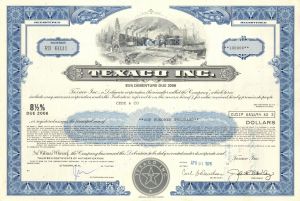 Texaco, Inc - 1970's dated Gas and Oil Bond - Acquired by Chevron