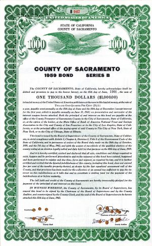 County of Sacramento - $1,000 Bond