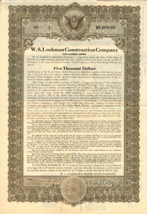 W.S. Lockman Construction Co. - $5,000 Bond