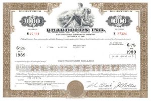 Chadbourn Inc. of North Carolina - $1,000 Bond