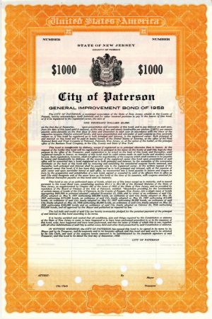 City of Paterson - $1,000 Bond