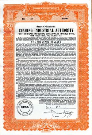 Cushing Industrial Authority - $1,000 Bond