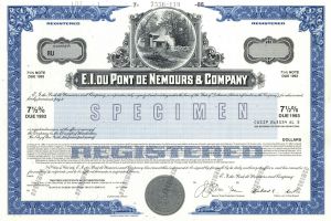 E.I. Du Pont de Nemours & Co. - Gun Powder and Munitions Specimen Stock Certificate