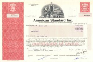 American Standard Inc. - Stock Certificate