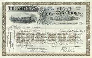American Sugar Refining Co. - Stock Certificate
