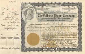 Baldwin Piano Co. of Indiana - Stock Certificate