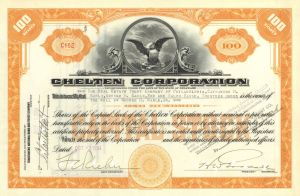 Chelten Corporation - 1930's-40's dated Stock Certificate - Relations with PNC Bank